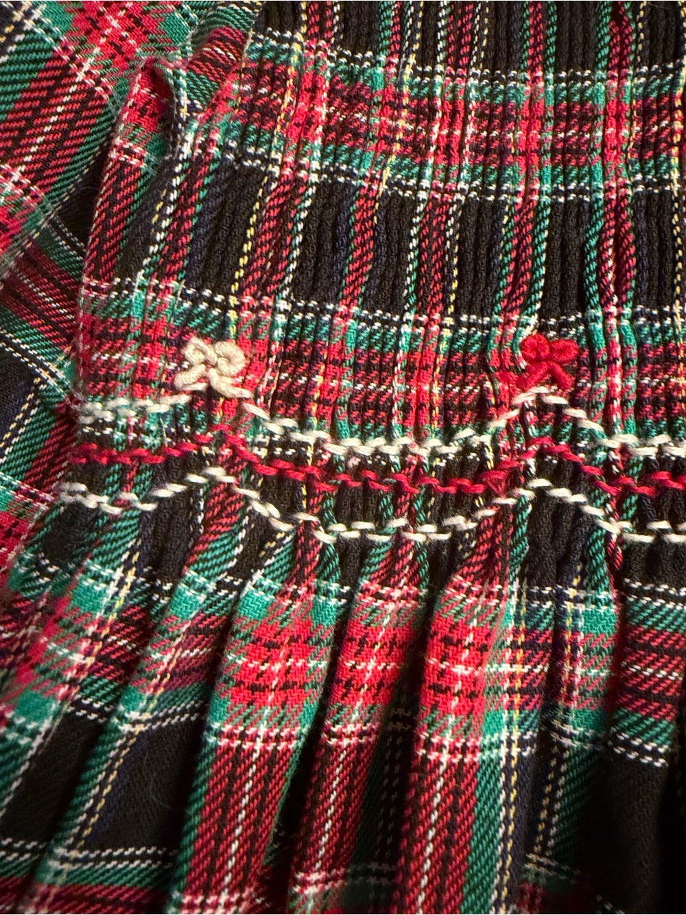 VTG! House of Hatten Plaid Smocked Holiday Dress w/ Peter Pan Collar, sz 2T - Picture 3 of 10